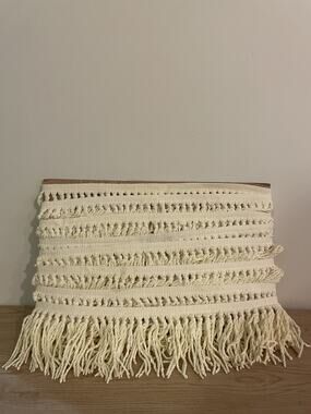 (Destash LOT 6 yd) Cream Creme Cotton Woven Knotted Tassel Fringe Trim Edge 4”